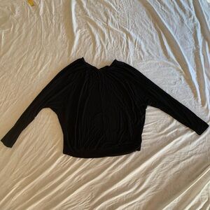 Dex Black Batwing Long Sleeve V-Neck Top Size L